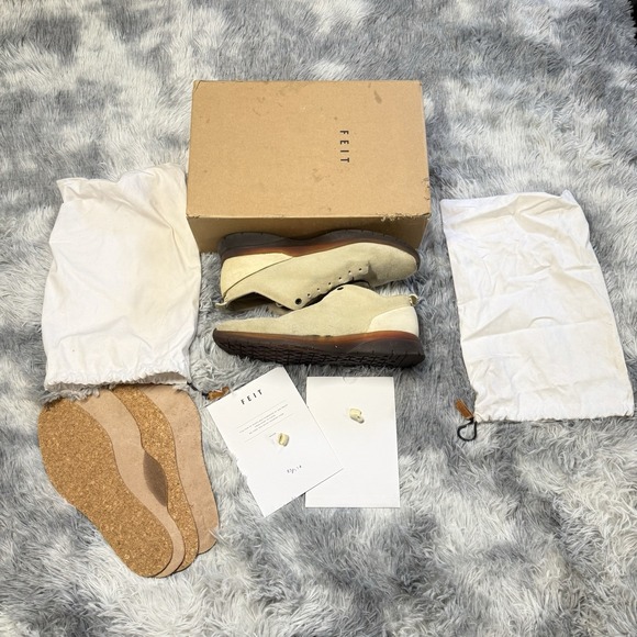 Feit Brown Hand Sewn Low Suede Leather Shoes Greige Size 44